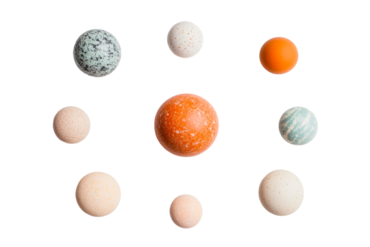 Colorful spheres arranged in a circular pattern