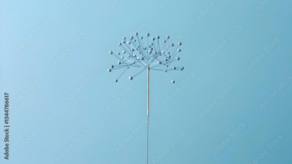 Poster abstract blue tree shaped design with sparkling branch and simple background in minimalist style