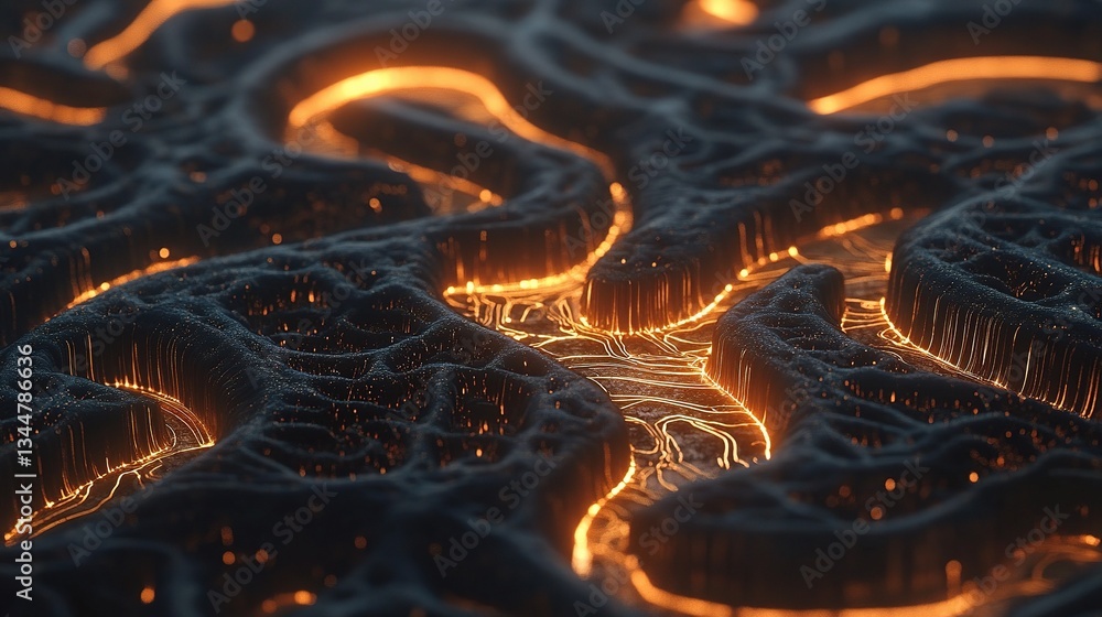 Poster abstract neural network concept with branching tech and glow