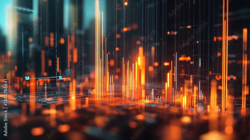 Poster digital marketing analytics visualization with dynamic data elements