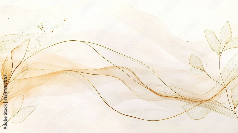 Poster elegant abstract art background with golden lines and soft colors