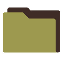 Green and brown file folder representing storage, organization, and document handling. Ideal for business, office, file management, digital storage, archiving, paperwork and productivity themes