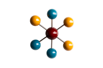 Colorful molecular model on transparent background