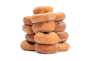 Homemade sweet orange-flavored doughnuts, captured in close-up