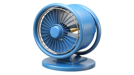 Blue Turbine Fan on White Background