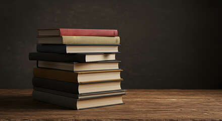 Stack of Books on a Rustic Wooden Table Evoking a Cozy Reading Atmosphere