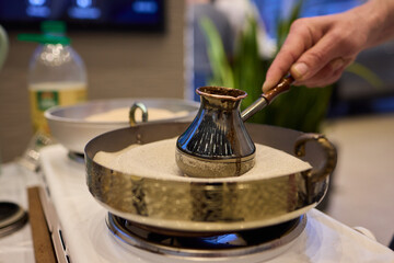 Traditional Coffee Brewing in a Stylish and Inviting Setting to Savor Its Rich Flavors