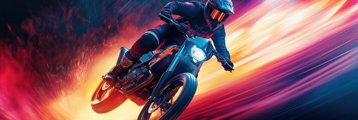 Exciting extreme sports festival banner showcasing thrilling motorcycle action