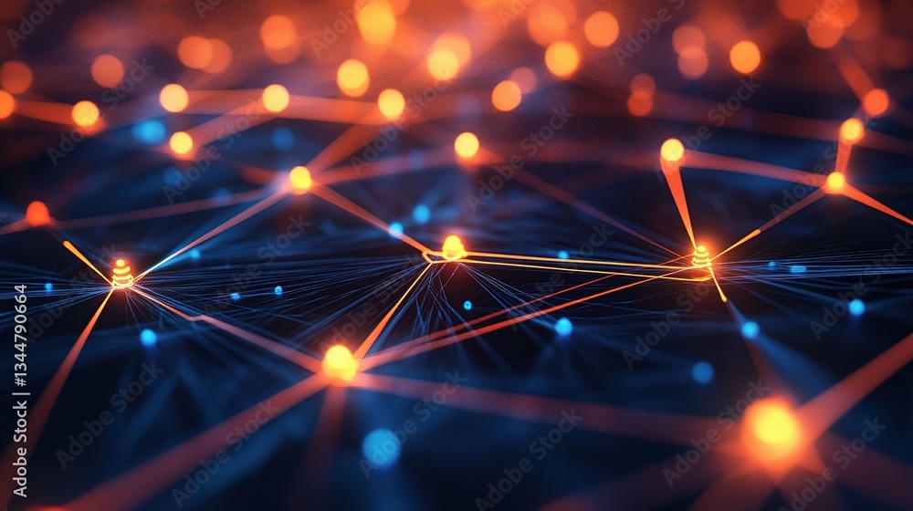 Poster modern digital design of connections in a network with lines