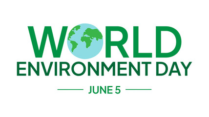 Fototapeta premium Vector flat illustration of planet Earth and text World Environment Day