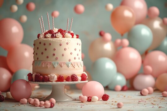 Vintage style birthday invitation card retro fonts pastel colors and an empty banner for personalized text Perfect for milestone birthdays or themed parties