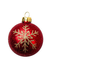 Red Christmas ornament with snowflake design
