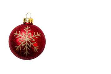 Red Christmas ornament with snowflake design