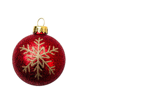 Red Christmas ornament with snowflake design