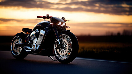 Dark motorcycle sunset