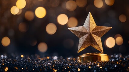 Golden Star Award on Dark Background