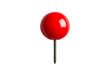 Red push pin on a transparent background