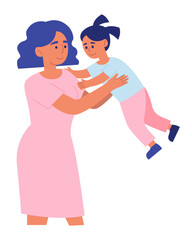 Happy Mother Lifting Up Daughter in Air with Hands