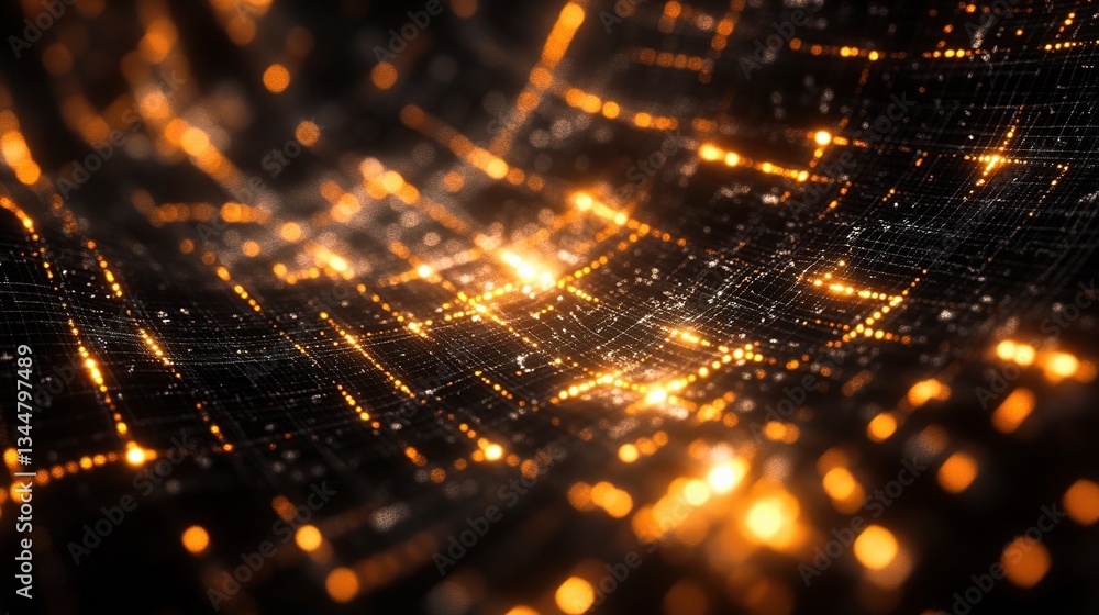 Aufkleber abstract glowing tech pattern with digital grid and light effects