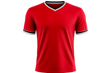 Bright red sports jersey with black accents