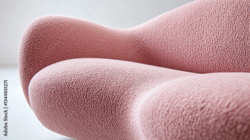 Poster a uniquely shaped pink sofa takes center stage in a minimalist room, showcasing its plush texture an