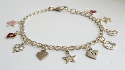 Silver Charm Bracelet on White Background