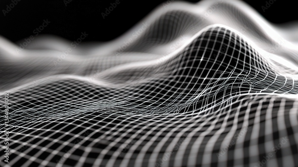 Poster abstract digital technology grid motion with data visualization
