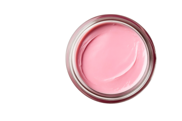 Pink cream in jar with clear background