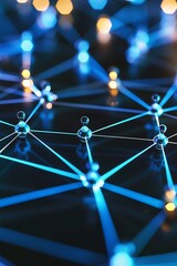 Futuristic web of glowing professionals connected in a digital network symbolizing collaboration