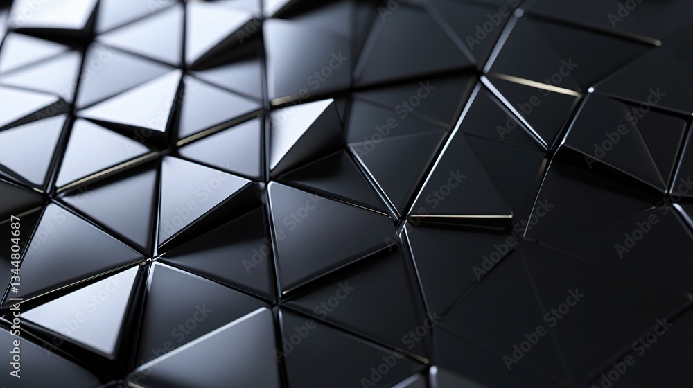 Aufkleber black triangular tiles in 3d render with glossy semigloss finish