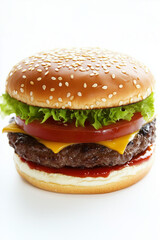 Juicy beef burger with melted cheese