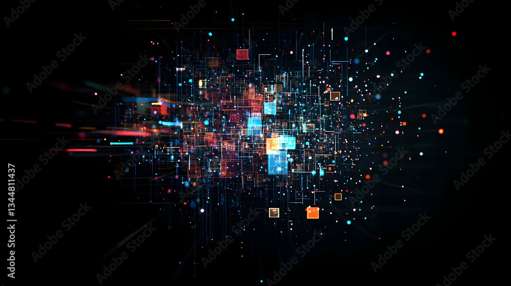Poster abstract digital data explosion visual