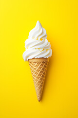 Ice cream cone isolated on a yellow background