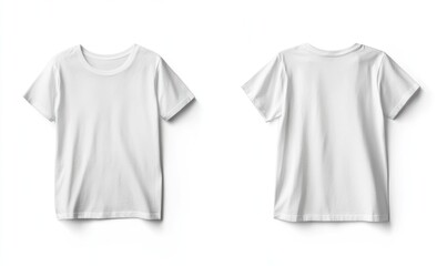 White t-shirt mockup, front and back, studio shot, plain background, apparel design