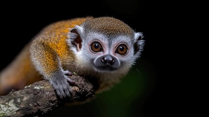 Close-up of a Small Monkey on a Branch