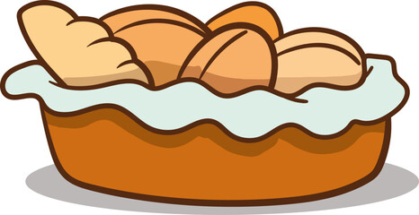 Vector Illustration of Freshly Baked Bread in a Basket