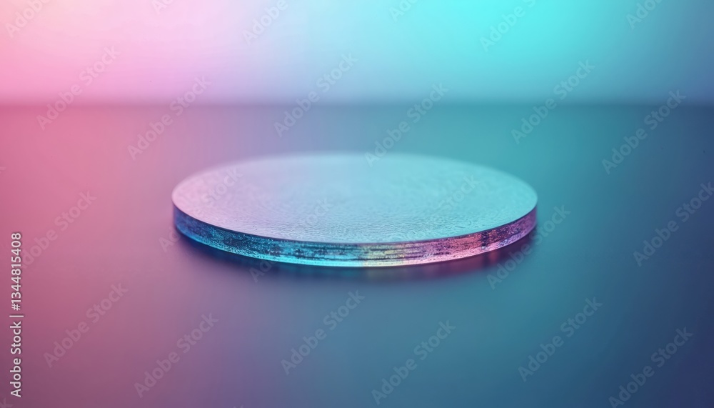 Poster close-up of wafer slice with microchips, thin semiconductor, silicon technology. substrate for integ