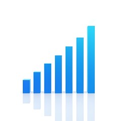 Vibrant business growth chart &ndash; blue bar graph with upward trend
