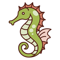 Fototapeta premium Cartoon Seahorse Illustration with Cute and Playful Design.
