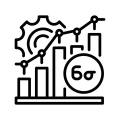 Six Sigma Line Icon, Outline Symbol for Process Optimization, Business Efficiency, Quality Management, Statistical Analysis, and Lean Manufacturing. Vector Sign Icon.
