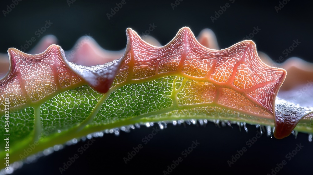 Poster a leaf with a red tip and green stem