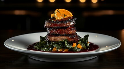 elegant duck salad dish with herb accents