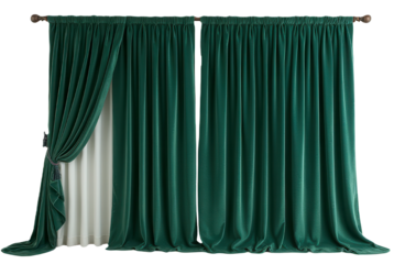 Elegant Emerald Green Velvet Curtains with Drape and Tieback