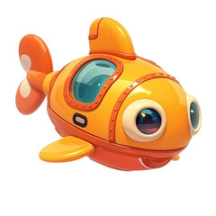 Playful orange fish toy bright environment kids entertainment fun concept