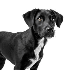 Adorable Black Dog with White Chest