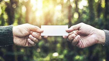 Hands exchanging blank paper