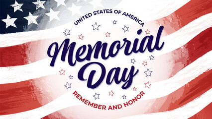 Memorial Day - Remember and honor against the backdrop of the US flag. Vector illustration.