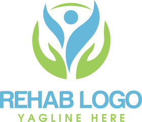 rehab logo design for physiotherapy centers and wellness clinics with vector healthcare clipart
