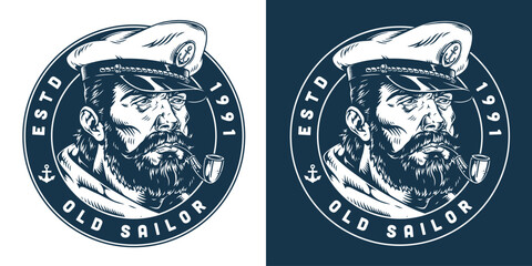Old sailor emblem with vintage design features