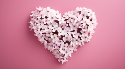 Obraz premium Heart of soft pink flowers on a pink background